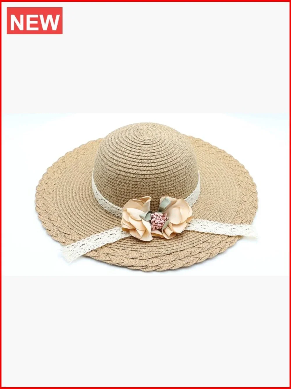 Paper Straw Sun Hat with Bowknot for Girls